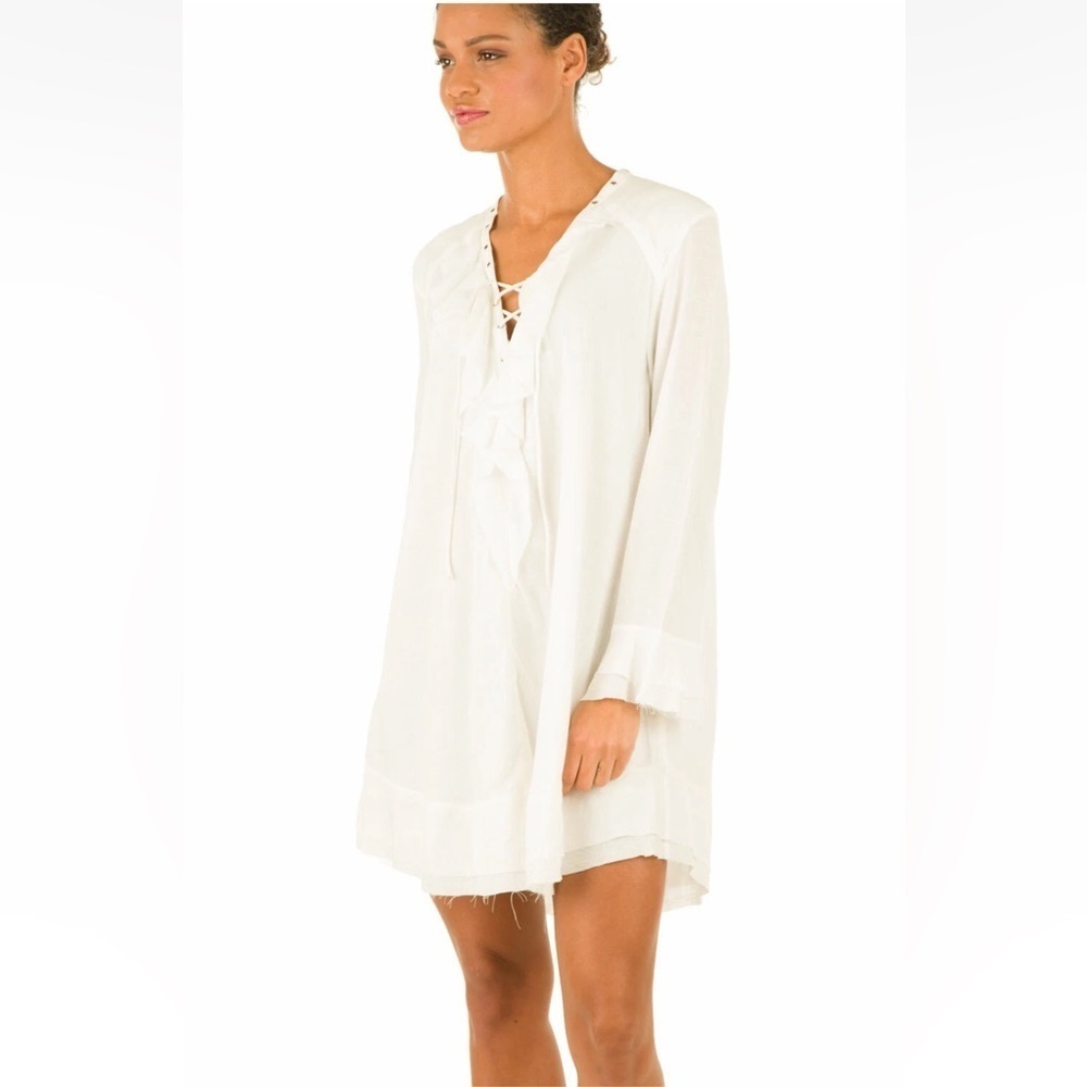 Iro Florine Mini Dress-Women's Casual Ruffled Lace-Up size 34